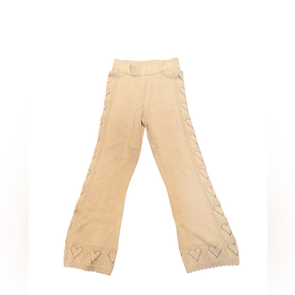 LoveShackFancy Toro Knit Pants Sunset Wheat Heart Detail Cotton Size Small - Picture 5 of 8